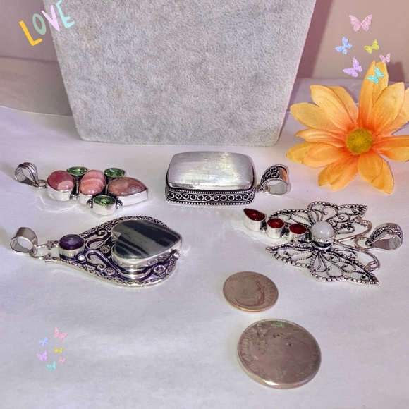 4pcs Natural Gemstone Handmade Pendant Set - Picture 5 of 5